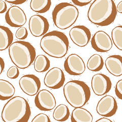 Seamless pattern with coconut with white background