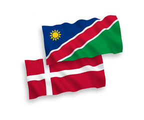 Flags of Denmark and Republic of Namibia on a white background
