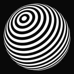 Op art, Optical Art, Abstract vector black and white background . ball 3d design, with organic effect.