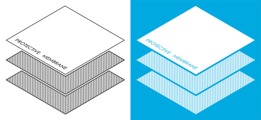 fabric with protective membrane icon with cells for air circulation. Breathable for clothing. Baby diaper fabric. Vector