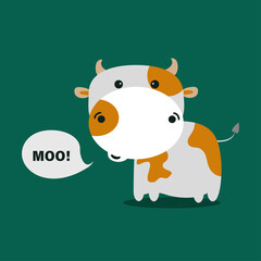 Сute cows on green background. vector illustration.