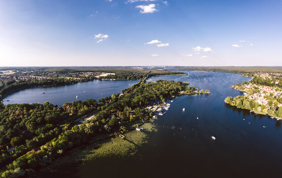 aerial view of Caputh and lake Schwielow, Berlin Brandenburg