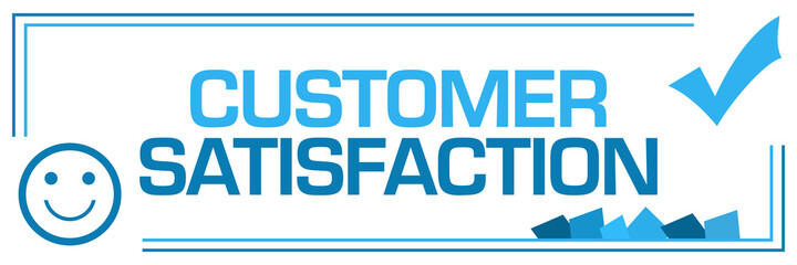 Customer Satisfaction Blue Borders Tick Marks Corner Horizontal 