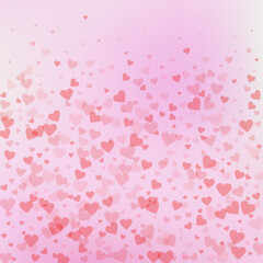 Red heart love confettis. Valentine's day gradient