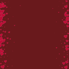 Red heart love confettis. Valentine's day borders
