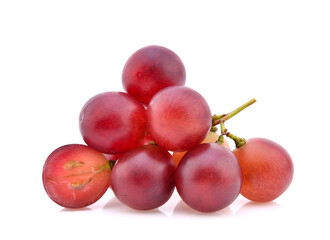 Red grapes isolated on white background.