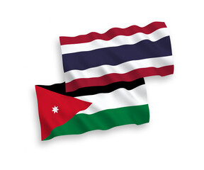 Flags of Hashemite Kingdom of Jordan and Thailand on a white background