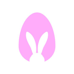 Easter egg shape with bunny ears silhouette on white background - traditional symbol of holiday. Simple eggs hunt - vector illustration. Minimalistic design for card, banner or poster.
