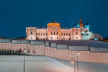 Obraz premium The Bishop's House of the Kazan Kremlin. Night view. 