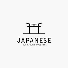 torii gate line art minimalist logo vector illustration design