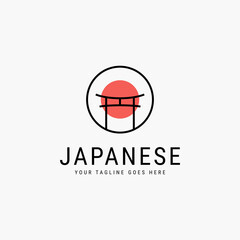 torii gate line art minimalist logo vector illustration design