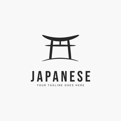 Torii gate vintage logo vector illustration design
