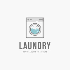 Colorful washing machine minimalist logo vector illustration design
