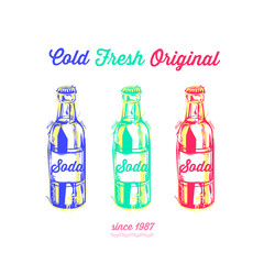Vector emblem of soda bottle, summer drink