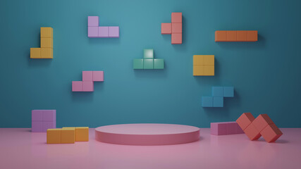 3D Collect jigsaw puzzles games ,infographic template. Jigsaw style infographic design. kids room podium Can be used for business presentation, web banner, etc.