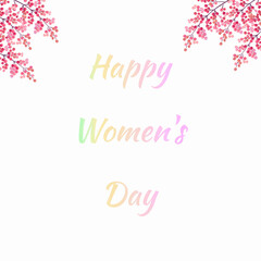 Happy international women's day wishes greeting card abstract background with colorful flowers frame, floral pattern, digital canvas art, graphic design illustration wallpaper