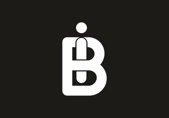 White and black iB initial letter