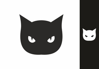 Black and white cat head with eyes