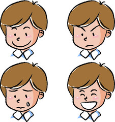 vector cartoon boy face emoji sticker set
