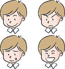vector cartoon boy face emoji sticker set