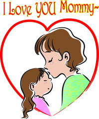 i love you mommy vector cartoon mommy kiss girl