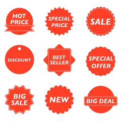 Tags set. badges and labels isolated. Labels for banners and posters design.