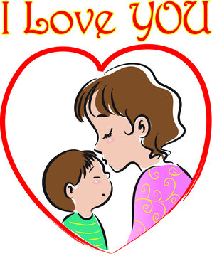 i love you mommy vector cartoon mommy kiss boy