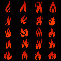 set of fire flames