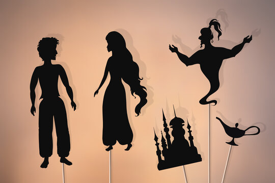 Aladdin storytelling, shadow puppets.