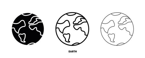 Earth planet icon vector. Simple planet Earth sign in modern design style and logo art for website and mobile app. Editable drawing and silhouette in one. © Zeybart