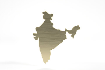 Gold India view in white background,3D Render