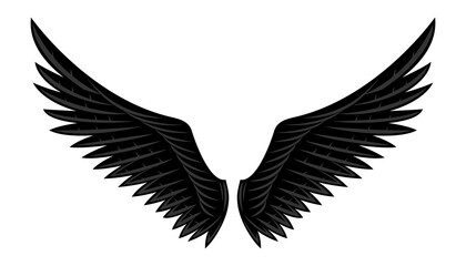 Illustration of two black wings on a white background.