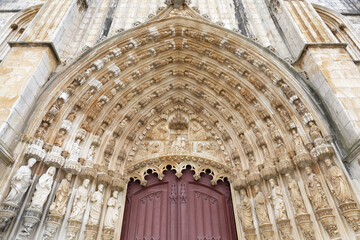 Detail of the Gothic Portal, Dominican Monastery of Batalha or Saint Mary of the Victory Monastery,...