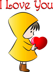 vector little girl hand hold love icon sign logo design 