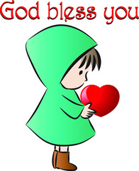 vector little girl hand hold love icon sign logo design 