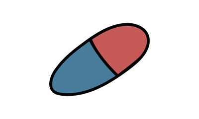 Medicine pill isolated. Vector hand drawn illustration in doodle style. Medical first aid kit