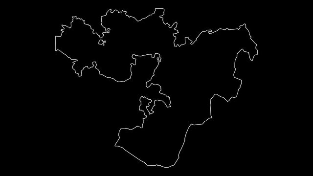 Oromia Ethiopia region map outline animation