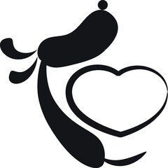 vector sign heart shape with puppy dog icon logo symbol