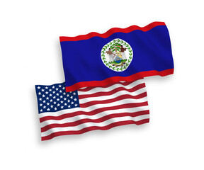 Flags of Belize and America on a white background