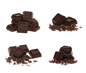 Chocolate bar set isolated on white