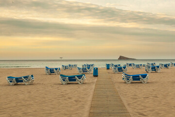 Empty Benidorm Beach in the morning