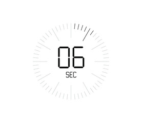 Timer 6 sec icon, 6 seconds digital timer