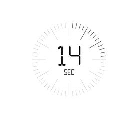 Timer 14 sec icon, 14 seconds digital timer