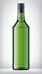 Transparent Color Glass Bottle on background. 