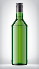 Transparent Color Glass Bottle on background. 