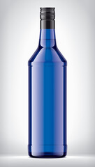 Transparent Color Glass Bottle on background. 