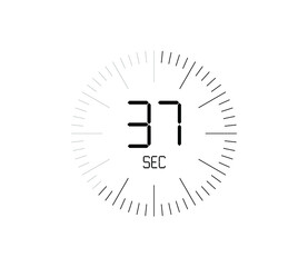 Timer 37 sec icon, 37 seconds digital timer