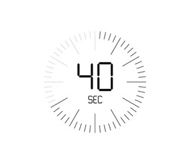Timer 40 sec icon, 40 seconds digital timer