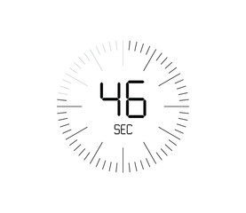 Timer 46 sec icon, 46 seconds digital timer