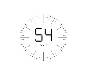 Timer 54 sec icon, 54 seconds digital timer